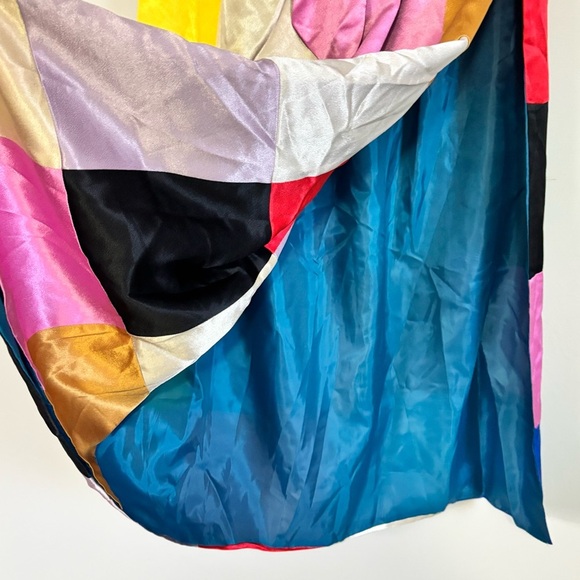 Vtg 1960s GISELLA HINEMANN Patchwork Satin Multicolor Wrap Skirt Exquisite OS - Picture 8 of 10